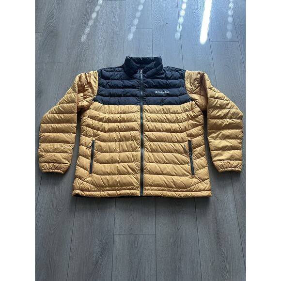 Columbia powder light jacket men’s size XL yellow black NEW WITH TAGS - Picture 1 of 6